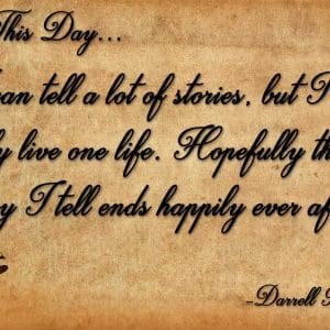 Inspirational quote handwritten on aged parchment.