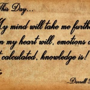Inspirational handwritten quote on aged paper background.