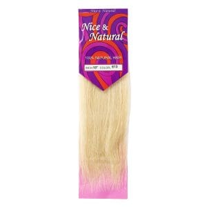 Blonde and pink ombre synthetic hair extension pack.