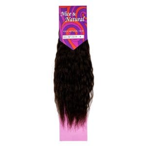Wavy black and pink hair extensions in packaging.