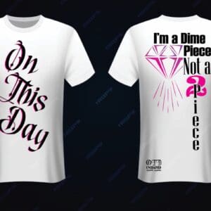 Double-sided white tee with diamond slogan